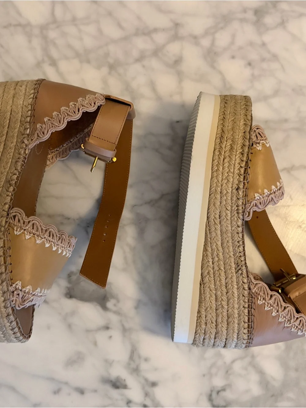 Classic Tan Espadrille Wedge Sandals with Ankle Strap - Offers Welcome!